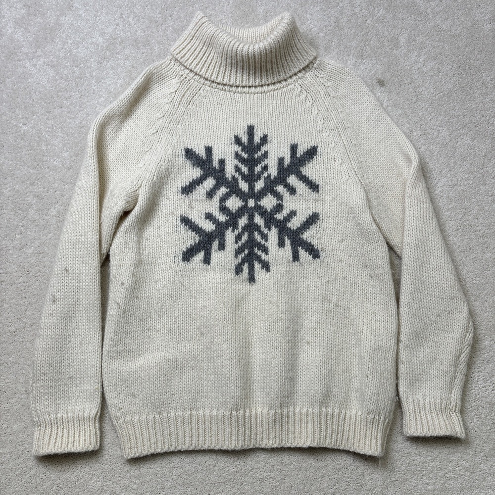 Vtg Gap Snowflake Chunky Alpaca Wool Sweater Womens Large Heavy Knit Warm Winter